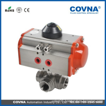 T ype L type 3 way pneumatic ball valve